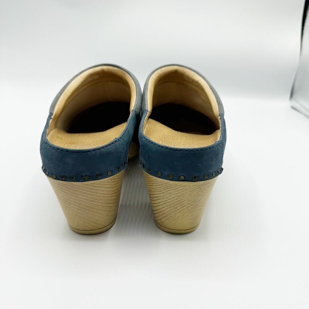 Dansko Sammy Mule Clogs Blue Leather Studded Comfort Heels EU 39 Cottagecore - Picture 3 of 9